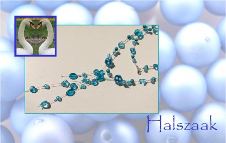 k 077 - € 10,00 - Lengte ketting 85 cm / hanger 15 cm - kleur turquoise